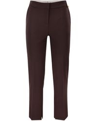 Elisabetta Franchi - Lightweight Crepe Trousers With Charm Logo - Lyst