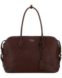 Prada - Chocolate Leather Large Shopping Bag - Lyst