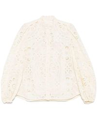 Zimmermann - Blouse Met Geborduurde Bloemen - Lyst