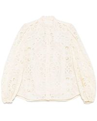 Zimmermann - Blouse Met Geborduurde Bloemen - Lyst