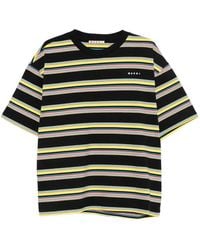 Marni - Striped Cotton T Shirt With Logo Print - Lyst
