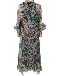 Etro - Seidenkleid Mit Paisley-Print - Lyst