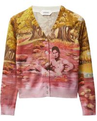 Versace - Gebreid Zijden Vest Met Print - Lyst