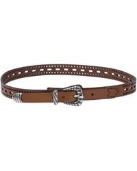 Etro - Leather Belt With Perforated Details - Lyst
