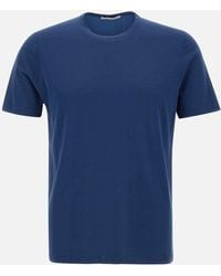 Kangra - Blaues Baumwoll-T-Shirt Mit Rundhalsausschnitt - Lyst