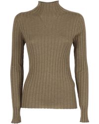 Peserico - Relaxed Fit Neutrals Knitted Sweater - Lyst