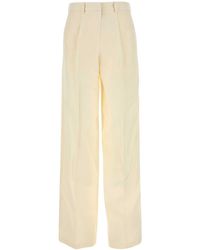 Magda Butrym - Cream Wool Blend Wide-Leg Pant - Lyst