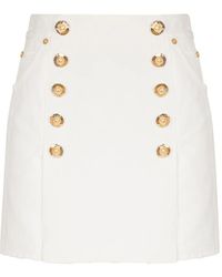 Balmain - Short Cotton Canvas Skirt - Lyst