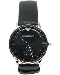 Emporio Armani AR0382 Reloj de dos manecillas con correa de piel negra - Negro
