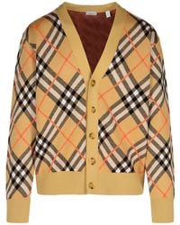 Burberry - 'Check' Wool Cardigan - Lyst