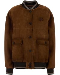 Miu Miu - Brow Suede Bomber Jacket - Lyst