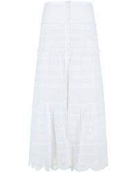 Isabel Marant - Paoline Midi-Rok Met Knoopsluiting En Kant - Lyst