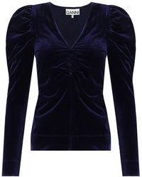 Ganni - Velvet Top - Lyst