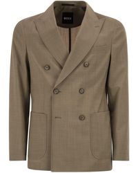 BOSS - Blazer cruzado de lana virgen de - Lyst