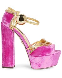Dolce & Gabbana - Velvet Crystal Heel Sandals - Lyst
