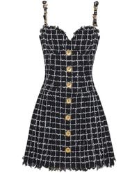 Balmain - Tweed Dress With Chain - Lyst