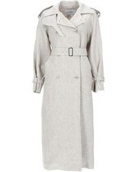 Max Mara - Double-Breasted Linen Drill Trench Coat - Lyst