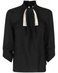 Elisabetta Franchi - Georgette Blouse With A Small Tie - Lyst
