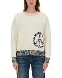 Moschino - Relaxed Fit Sweater With Unique Inlay Pattern - Lyst