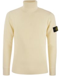 Stone Island - Ribbed Turtleneck Sweater In Wool - Lyst