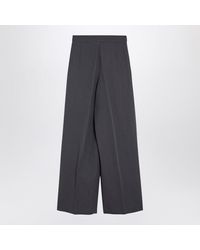 Dries Van Noten - Taupe Wool Blend Wide Trousers - Lyst