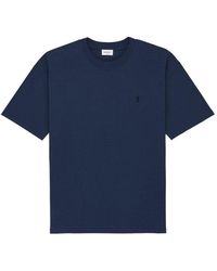 Saint Laurent - T-Shirt Met Geborduurd Logo - Lyst