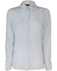Max Mara - Camicia Lama in Crêpe de Chine Blu - Lyst