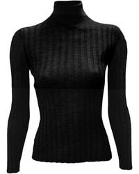 LA ROSE - Maglia Collo Alto Nero - Lyst