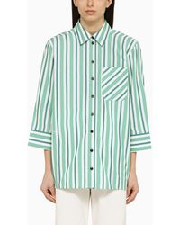 Ganni - Striped Oversize Shirt In - Lyst