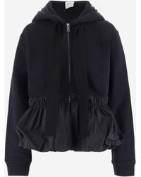 Patou - Cotton Hoodie With Ruffles And Zipper - Lyst