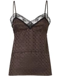 Fendi - Jacquard Ff Lace-Trimmed Top - Lyst
