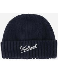 Woolrich - Wool Beanie Con Logo - Lyst