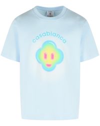 CASABLANCA - 'Airbrush Smiley' Light Cotton T-Shirt - Lyst