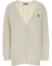 Prada - Logo V Neck Cardigan - Lyst