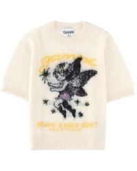 Ganni - Graphic Crew Neck Sweater - Lyst