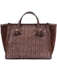 Gianni Chiarini - Leather And Fabric Bag Shoulder - Lyst