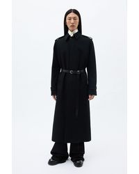 Ann Demeulemeester - Wilmer Car Coat With Leather Belt Brushed Wool - Lyst