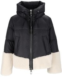DUNO - Shearling Trim High Collar Cropped Puffer Down Jacket - Lyst