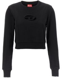 DIESEL - F-slimmy Cropped Sweatshirt Black - Lyst