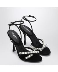 Dolce & Gabbana - Dolce&Gabbana Satin Sandal With Stones - Lyst