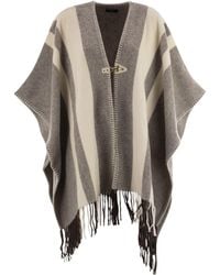Fay - Wool Poncho Met Haak - Lyst