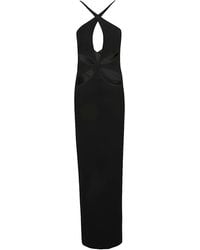MONOT PRE - Cut Out Detail Silk Crepe Long Dress - Lyst