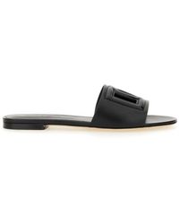 Dolce & Gabbana - Calfskin Slides With Dg Millennials Logo For - Lyst