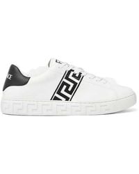 Versace - Greca Motif Calf Leather Sneakers - Lyst