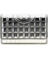 Tory Burch - 'Fleming Metallic Quadrat Quilt' Wallet an der Kette - Lyst