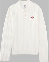 CASABLANCA - Long Sleeve Knit Polo Sweater - Lyst