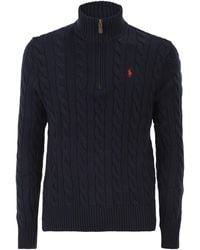Polo Ralph Lauren - Cotton Cable Knit Jumper With Zip Fastening - Lyst