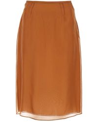 Prada - Copper Organza See-Through Skirt - Lyst