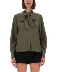 Self-Portrait - Twill Shirt With Bow - Lyst