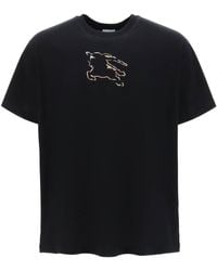 Burberry - Black T -shirt Mit Ekd -scheck - Lyst